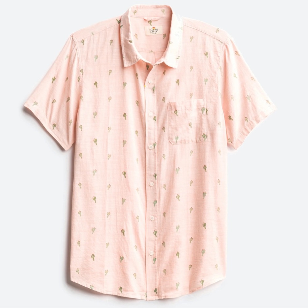 Marine Layer Saguaro Printed Slub Short Sleeve Shirt